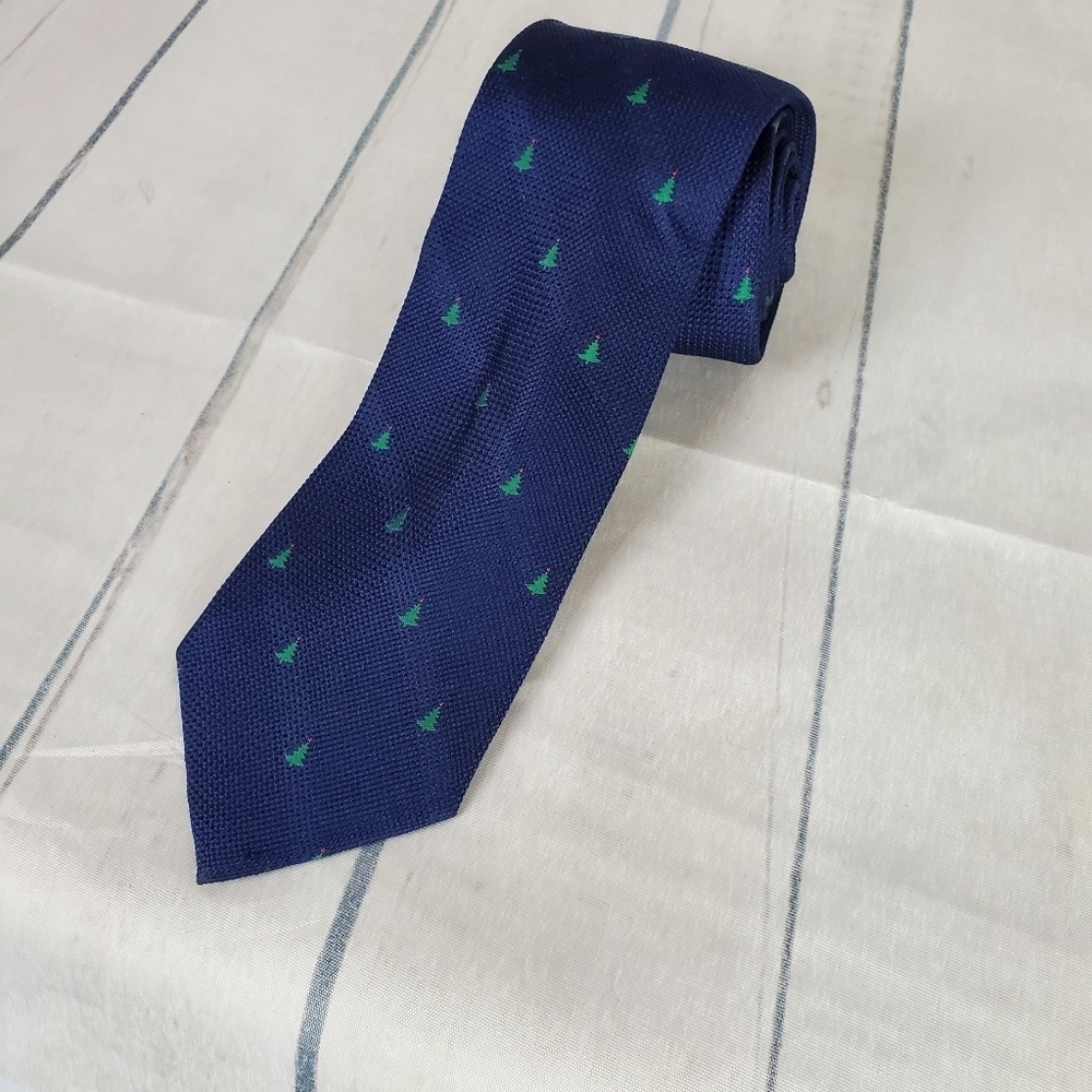 2/$25 Vintage  90s Tommy Hilfiger Tie Silk Trees Navy